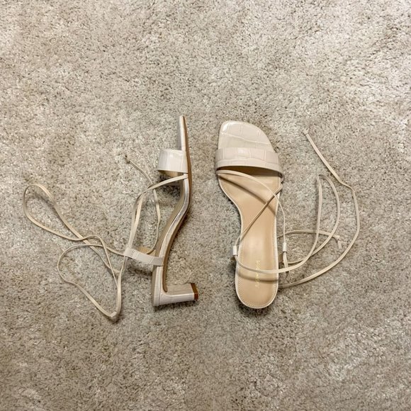 & Other Stories Croc Lace Up Heeled Sandals - Picture 3 of 9